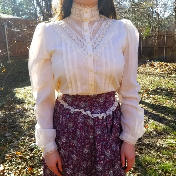 Vintage Gunne Sax High Neck Blouse - Picture 2 of 6